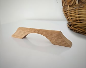 Unfinished Beech Wood Cabinet Pull - Mid-Century Modern Handle