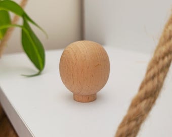Beech Wood Ball Knob: Unfinished Mid Century Modern Dresser Pull