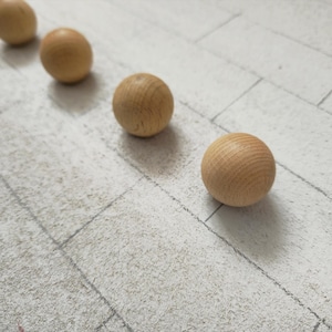 Ball Wall Hook: Wooden Wall Knob Minimalist Modern Design in many sizes