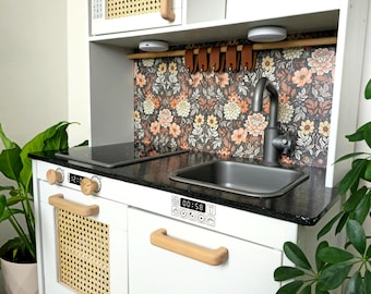 Ikea Duktig Play Kitchen Accessories: Wood Handles, Leather Hooks, Backsplash
