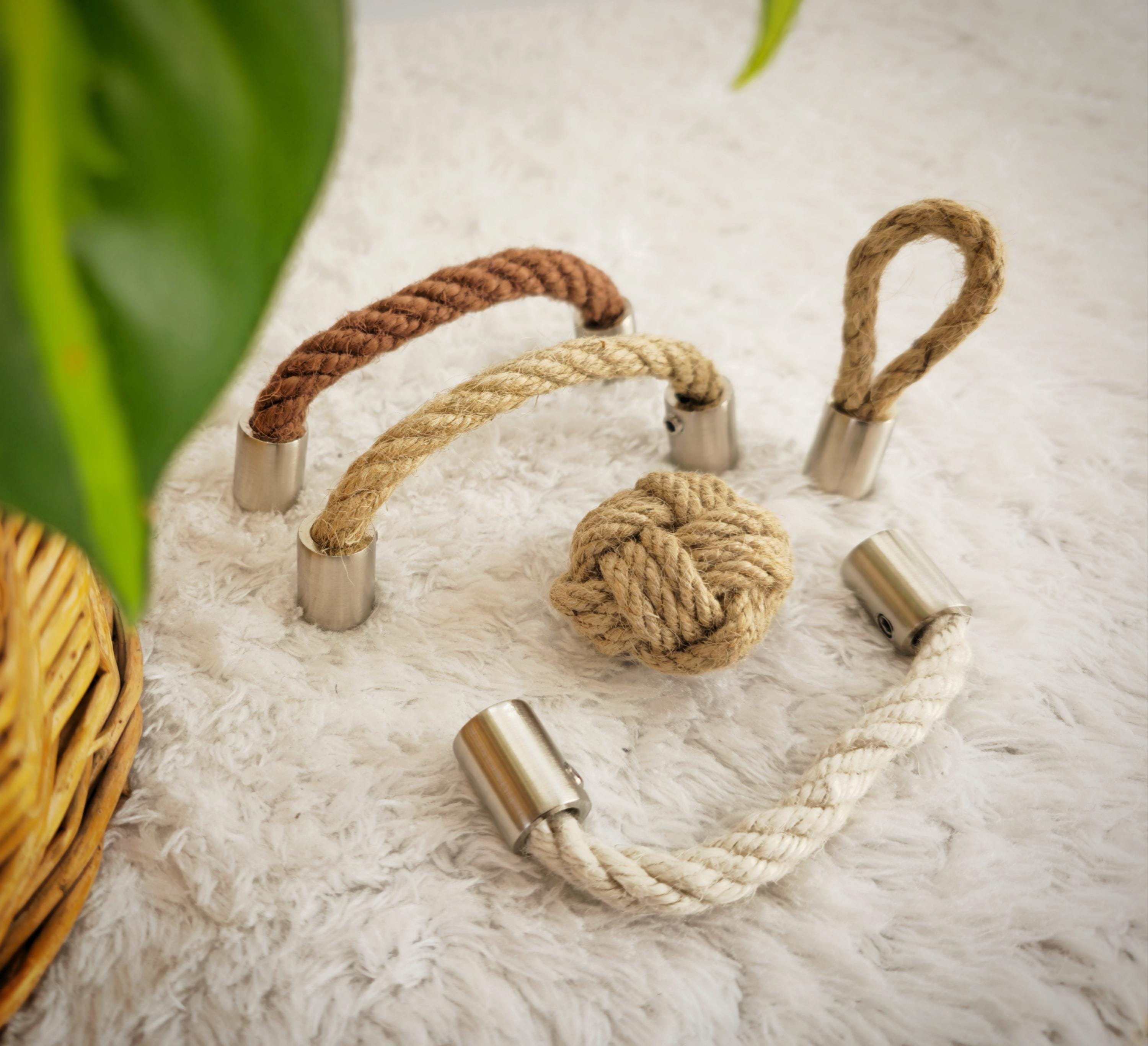 12 Pomelli Porta Nautici Con Nodo Marinaretto - Corde Di Iuta Naturale Per Armadi E Mobili - Foto 9