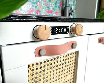 Ikea Duktig Play Kitchen Accessories: Wood Knobs, Faux Leather Handles