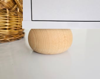 Natural Beech Wood Bun Furniture Legs: Kallax Feet