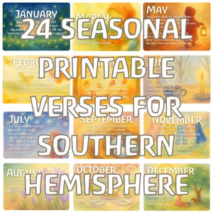 Southern Hemisphere Waldorf Seasonal Verse Cards, homeschool Steiner, Waldorf teacher cards, seasonal table decorations, waldorf homeschool