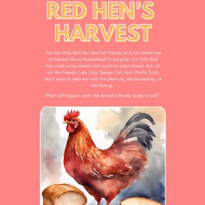 Red Hen&#39;s Harvest Homeschool Printable, printable theater kit, dramatic play printable, homeschool printable, waldorf homeschool curriculum