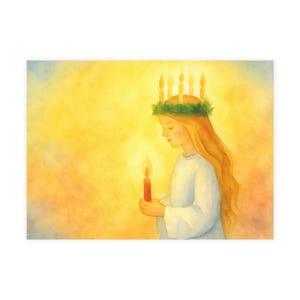 Santa Lucia Postcards, saint art prints, waldorf art prints, fine art postcards, art prints homeschool, santa lucia verse, winter art print