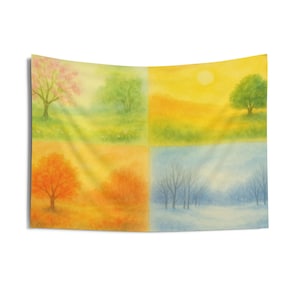 Four Seasons Indoor Wall Tapestry, waldorf classroom decorations for seasons, steiner school decorations kindergarten, homeschool decor