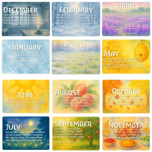 Waldorf Seasonal Verse Cards by Month, digital cards, homeschool Steiner, Waldorf teacher cards, seasonal table decorations, waldorf home