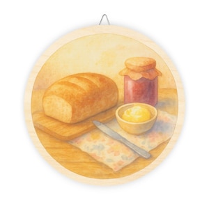 Watercolor Bread and Butter Round Wood Sign, waldorf classroom decor, waldorf decorations, waldorf teacher, steiner school, homeschool decor