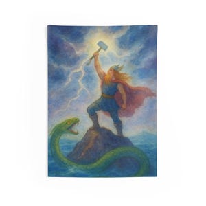 Thor Norse Myth Wall Tapestries, waldorf classroom decorations, steiner school decorations for year 4, homeschool decor, norse mythology