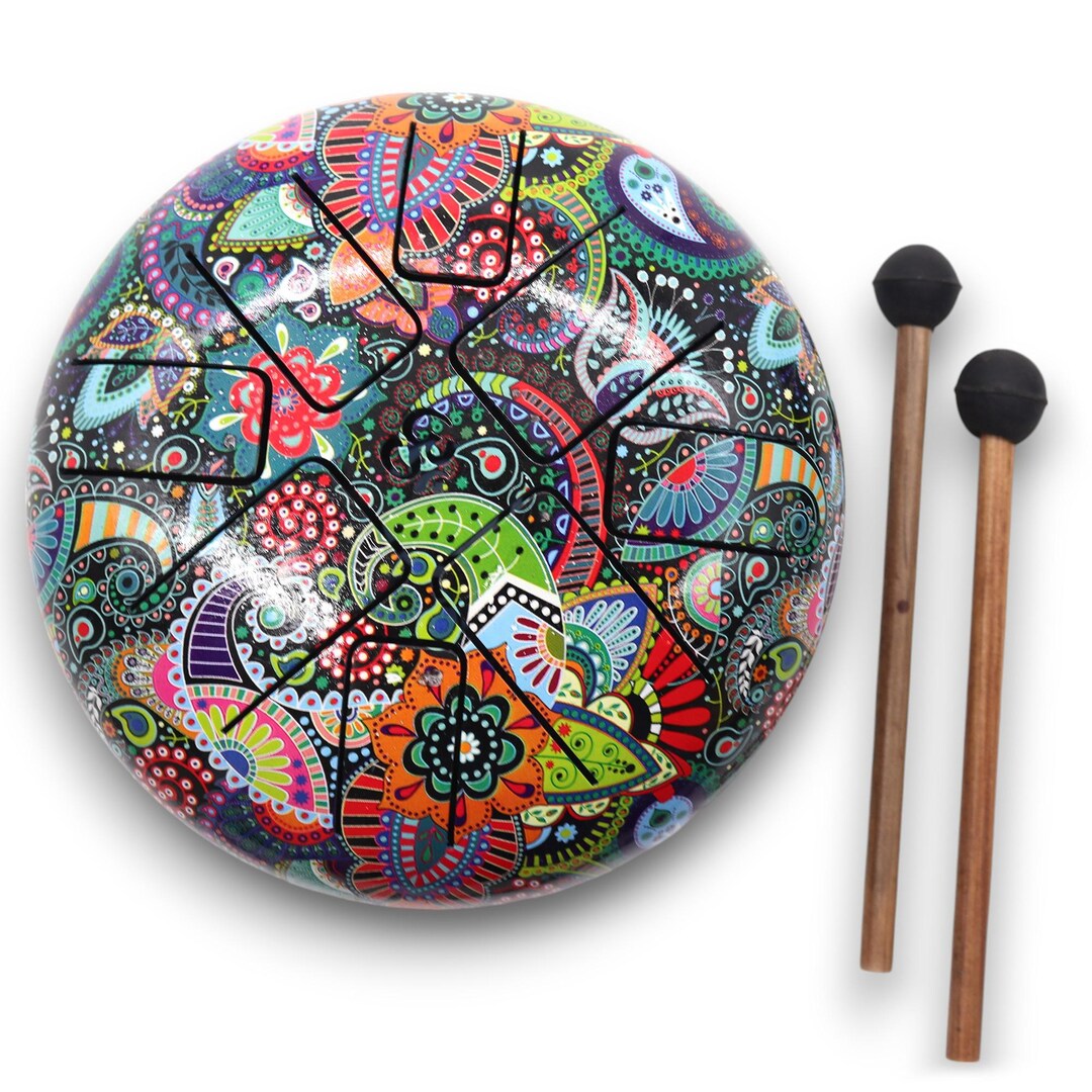 Handmade Steel Tongue Drum: Multi-colored OM Hapi Drum, 18cm - Etsy