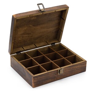 Handmade Wooden Tea Box in 3 different sizes -3, 6 or 12 Compartment Artisan Mango Wood Storage box with Carved Lid, tea lovers gift
