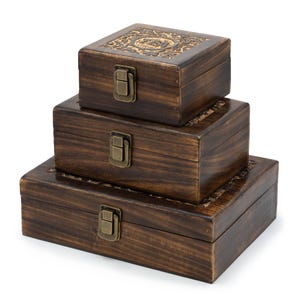 Handmade Wooden Tea Box in 3 different sizes -3, 6 or 12 Compartment Artisan Mango Wood Storage box with Carved Lid, tea lovers gift