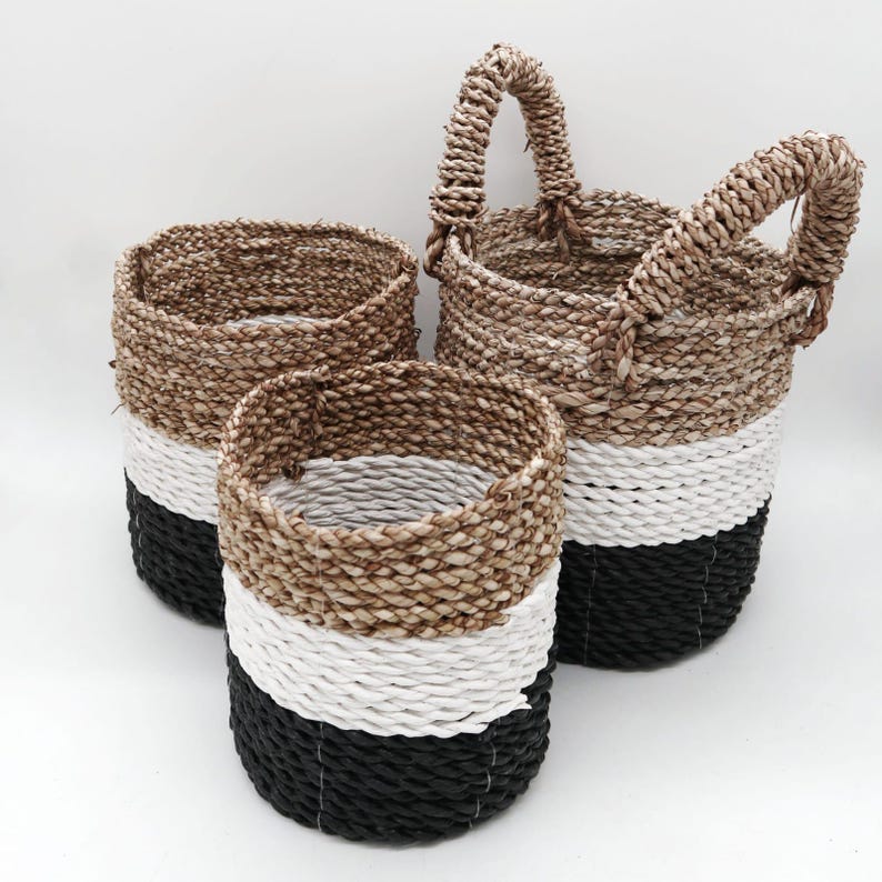 Handwoven Seagrass Basket Set: Eco-friendly Storage, Natural & Colored ...