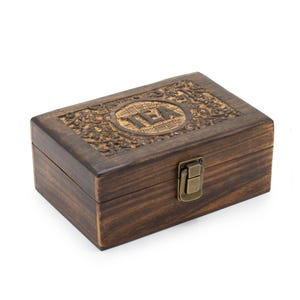 Handmade Wooden Tea Box in 3 different sizes -3, 6 or 12 Compartment Artisan Mango Wood Storage box with Carved Lid, tea lovers gift