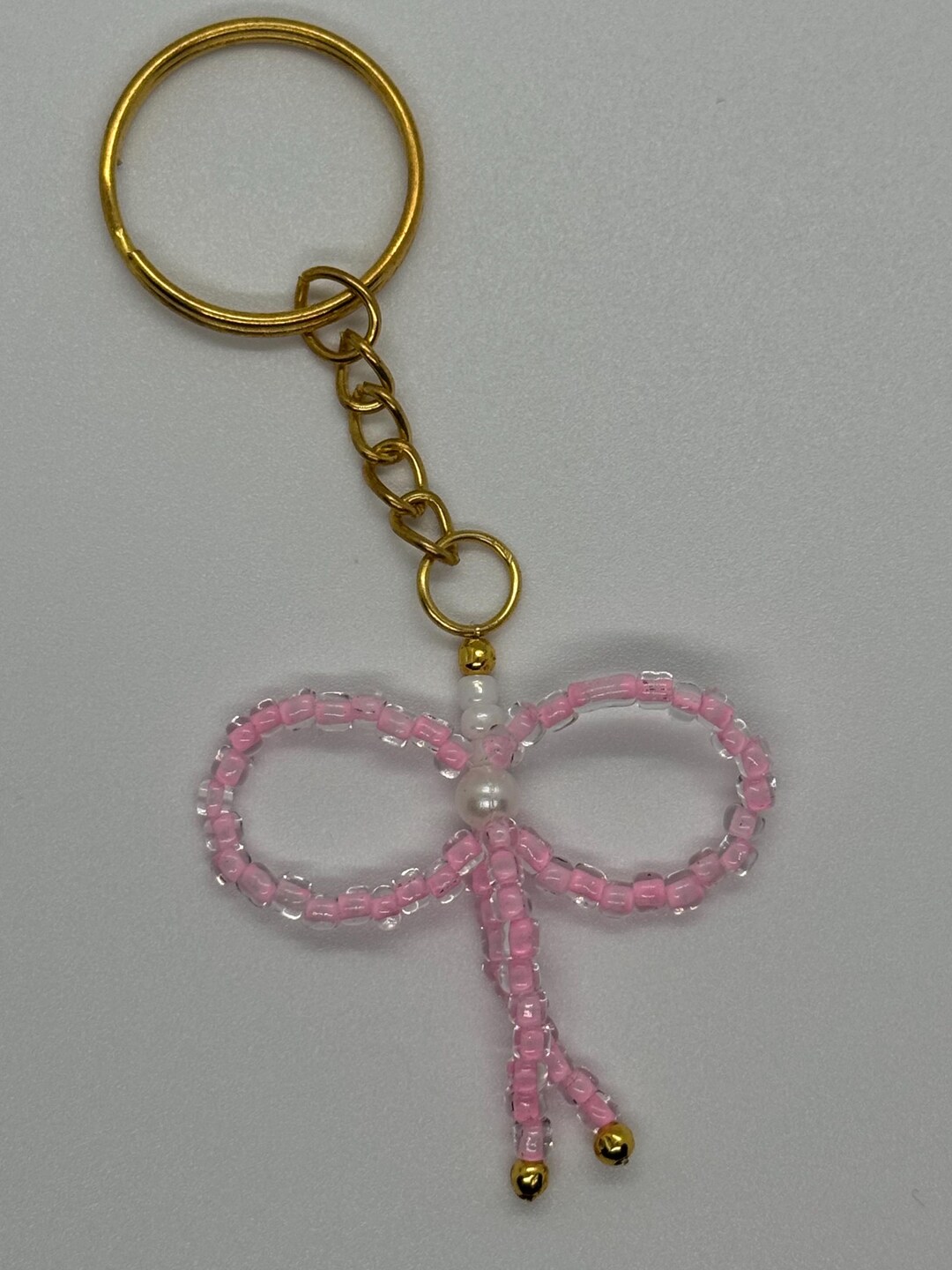 Cute Pink Bow Keychain - Etsy