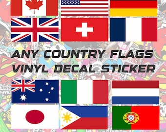 Any Country Flags Custom Stickers Car Decals Laptop Stickers Luggage Scrapbooking Wall Decor Tumblers Water Bottles Waterproof Weatherproof