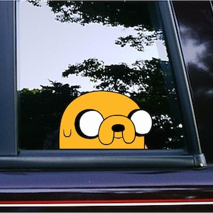 Cute Jake the Dog Peeker Peeking Sticker Car Decals Wall Decor Bumper Stickers Cartoon Sticker Waterproof Weatherproof Adventure Kids