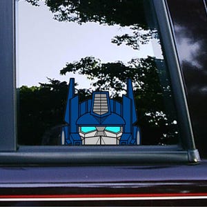 Optimus Prime Peeker Peeking Sticker Car Decals Waterproof Weatherproof Vinyl Laptop Decals Anime Transformers Retro Cartoon Stickers
