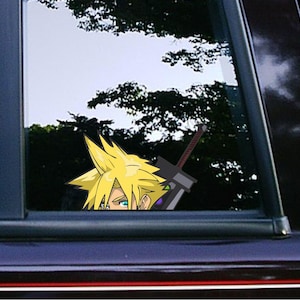 Pegatinas geniales de Cloud Peeker Peeking para coche, parachoques de portátil, personajes de dibujos animados, impermeables, resistentes a la intemperie, videojuego Final Fantasy 7