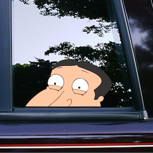 Glenn Quagmire Peeker Peeking Peekabo Car Decals Stickers Waterproof Weatherproof Family Guy Cartoon Wall Decor Bumper Stickers Tumblers