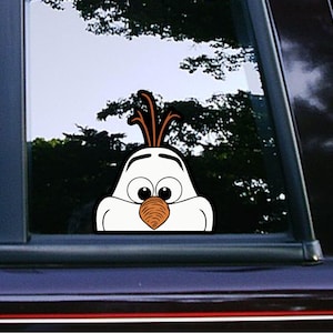 Olaf From Frozen Peeking Sticker Car Decals Console Decal Stickers Cartoon Waterproof Weatherproof Disney Frozen Movie Water Bottles Mugs