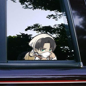 Stickers muraux Levi femme de chambre Peeker Peeker Peekabo Stickers voiture décoration murale autocollants pour voiture dessin animé étanche résistant aux intempéries Anime Manga livre personnages