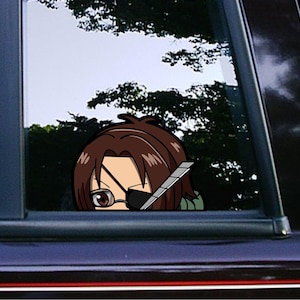 Stickers muraux Hange Peeker jeter un coup d'oeil sur la voiture Stickers muraux Art déco autocollants pour pare-chocs dessin animé étanche résistant aux intempéries classique Anime Manga personnages