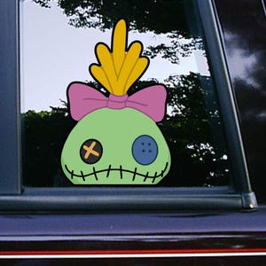 Scrump Doll from Lilo and Stitch Peeker Peeking Peekabo Sticker Car Decals Waterproof Weatherproof Vinyl Laptop Macbook Decals Disney