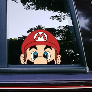 Mario Peeker Peeking Naklejka Naklejki samochodowe Naklejka na konsolę Naklejki memowe Naklejka z kreskówek Wodoodporna Odporna na warunki atmosferyczne Gry Super Mario Bros Retro