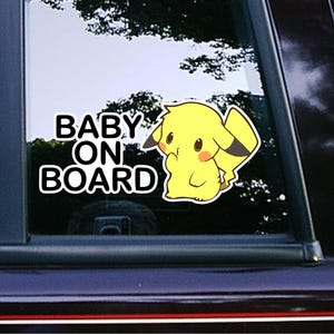 Baby on Board Pika Cute Sticker Car Decals Waterproof Weatherproof Vinyl Laptop Decals Classic Characters Cute Baby Accessories