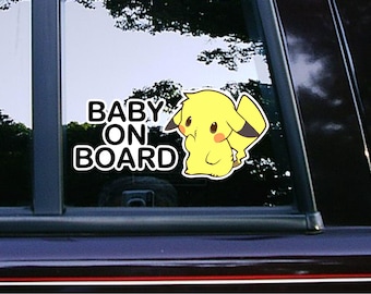 Baby on Board Pika Cute Sticker Car Decals Waterproof Weatherproof Vinyl Laptop Decals Classic Characters Cute Baby Accessories