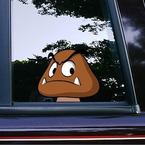 Curious Goomba Peeker Peeking Sticker Car Decals Waterproof Weatherproof Vinyl Laptop Decals Classic Super Mario Bros Characters