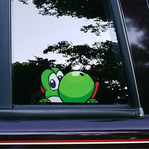 Cute Yoshi Peeking Sticker Car Decals Console Decal Stickers Cartoon Sticker Waterproof Weatherproof Super Mario Bros Games Retro
