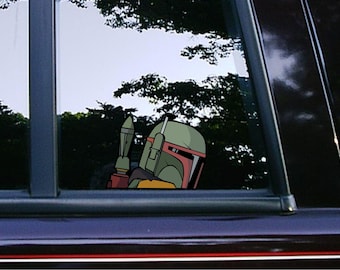 Boba Fett Peeker Peeking Peekabo Car Decals Macbook Stickers Waterproof Weatherproof Classic Character Star Wars Movie Characters