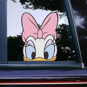 Daisy Duck Peeker Peeking Sticker Car Decals Laptop Phone Stickers Cartoon Waterproof Weatherproof Classic Disney Characters Wall Decor