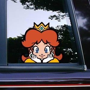 Księżniczka Daisy Peeker Peeking Naklejka Naklejki samochodowe Naklejki Super Mario Bros. Wodoodporny winyl odporny na warunki atmosferyczne Naklejki na laptopa Gry wideo