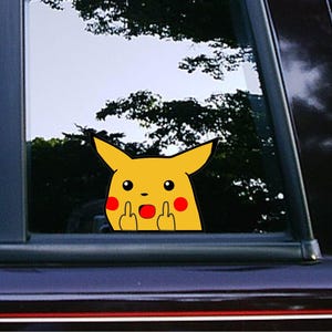 Surprise Meme Middle Finger Peeker Peeking Stickers Car Decals Waterproof Weatherproof Vinyl Laptop Decals Funny Meme Peekachu Stickers