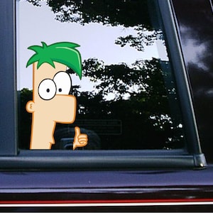 Ferb Thumbs Up Peeker Peeker Sticker Stickers Voiture Décoration Murale Stickers Pour Voiture Autocollant De Bande Dessinée Imperméable Résistant Aux Intempéries Phineas et Ferb