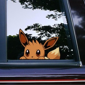 Cute Fox Evolutions Creature Peeker Peeking Car Decals Wall Decor Bumper Cartoon Stickers Waterproof Weatherproof Laptop Tumblers