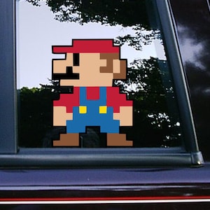 Retro Mario Pixelated Sticker Car Decals Console Decal Stickers Cartoon Waterproof Weatherproof Super Mario Bros Games Retro Classic 16bit