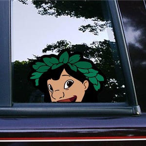 Lilo Peeker Peeking Sticker Car Decals Laptop Bumper Stickers Cartoon Characters Waterproof Weatherproof Disney Lilo and Stitch Movie