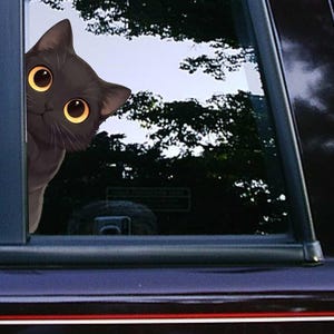 Black Cat Side Peeker Peeking Peekabo Sticker Car Decals Stickers  Waterproof Weatherproof Cute Kitten Cat Decals Tumblers Laptop Iphone