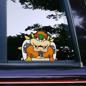 Bowser Peeker Peeking Sticker Car Decals Waterproof Weatherproof Vinyl Laptop Decals Super Mario Character Mug Tumbler Video Game Stickers