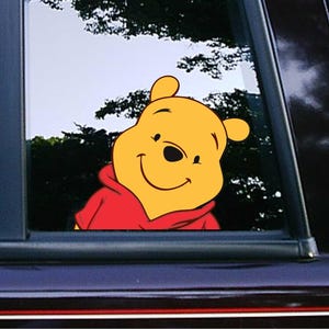 Winnie the Pooh Tilt Head Peeker Peeking Car Decals Wall Art Decor Bumper Stickers Cartoon Waterproof Weatherproof Classic Disney Characters