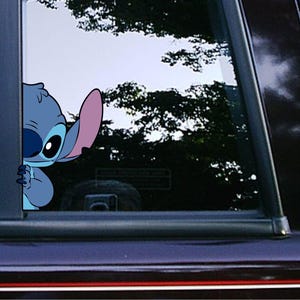 Curious Stitch SIde Peeker Peeking Sticker Car Decals Waterproof Weatherproof Vinyl Laptop Decals Classic Disney Characters Lilo and Stitch