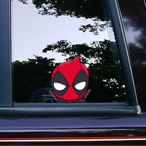 Deadpool Chibi Peeker Peeker Peeker Peekabo Sticker Autocollants De Voiture Autocollants Autocollant de Bande Dessinée Étanche Résistant Aux Intempéries Marvel Super Héros Bandes Dessinées