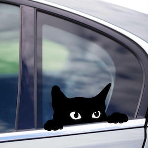 Autocollant invisible chat noir choisissez la couleur de vos yeux, décoration murale imperméable et résistante aux intempéries, autocollants iPad pour ordinateur portable, décalcomanies de voiture, gobelets
