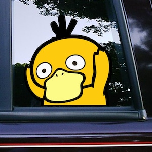 Cute Psyduck Duck Peeker Peeking Sticker Car Decals Wall Decor Bumper Stickers Cartoon Psychic Sticker Waterproof Weatherproof Funny Memes