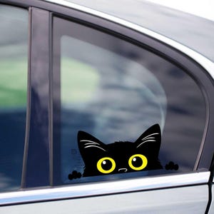 Sticker mignon chat noir Peeker Choisissez la couleur de vos yeux Imperméable Résistant aux intempéries Décoration murale Ordinateur portable iPad Stickers Stickers voiture Bouteille d'eau